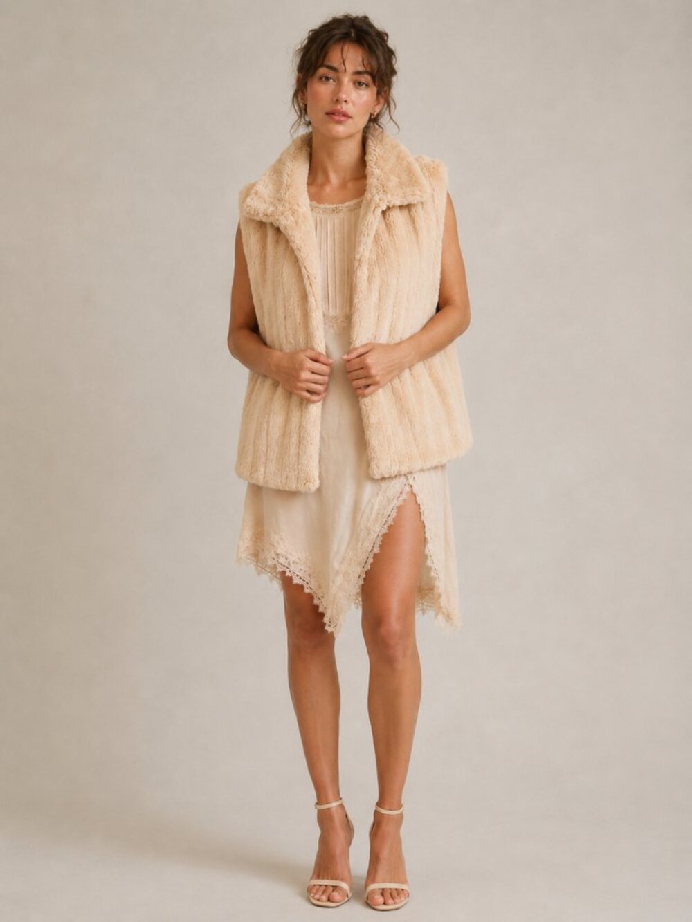 Faux Fur Vest Sleeveless Plush Winter Coat Quiet Luxury